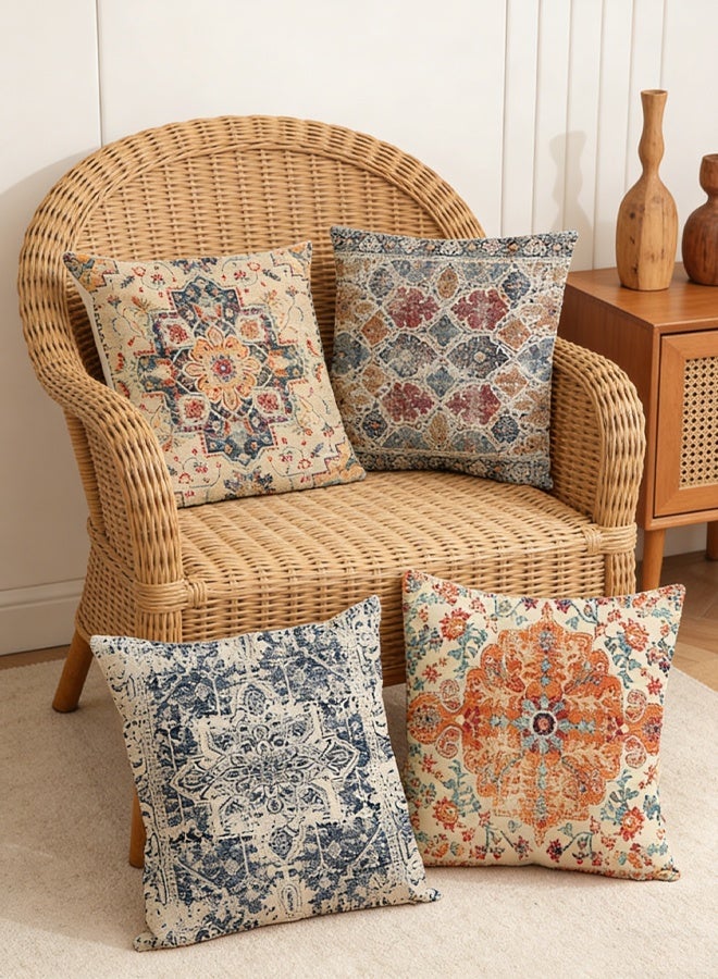 Optico Boho Throw Pillow Covers 18x18 inch Set of 4,Bohemian Vintage Carpet Pattern Antique Ethnic Decor Double Sided Pattern Cushion Cover Soft Pillow Case Living Sofa Room Bed Square Pillow Cover - Image 5